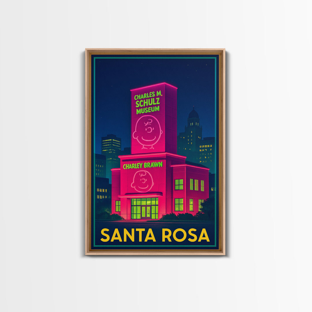 Santa Rosa California Travel Poster, Canvas Print, Electric Night Poster Art, Santa Rosa Poster Print, City Art Print, Vintage City Art