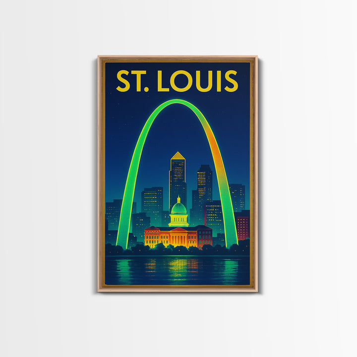 St Louis Travel Poster, Canvas Print, Electric Night Poster Art, St Louis City Art, Retro Travel Print, Travel Wall Art, Fine Art Print