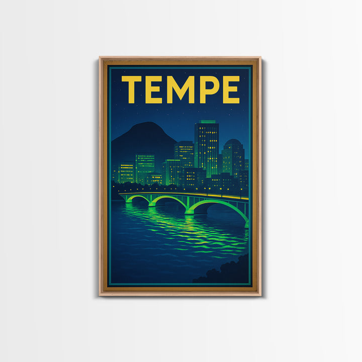 Tempe Travel Poster, Canvas Print, Cyberpunk Style City Art, Tempe Poster Print, City Travel Prints, Mid Century Wall Art, Travel Wall Art