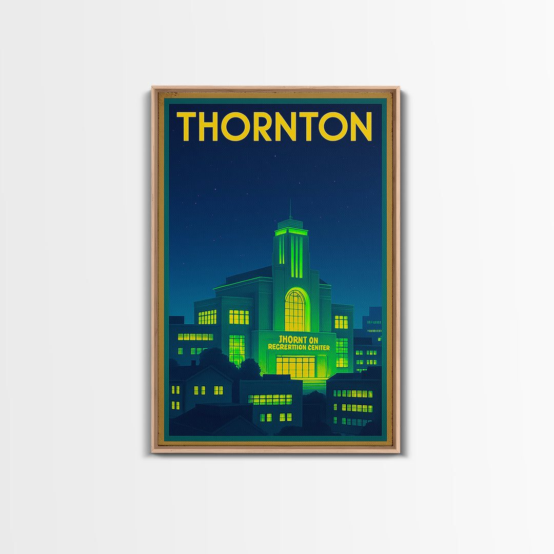 Thornton Travel Poster, Framed Canvas Print, Cyberpunk Style City Art, Thornton Wall Art, Travel Art Print, Wanderlust Decor, Design 2