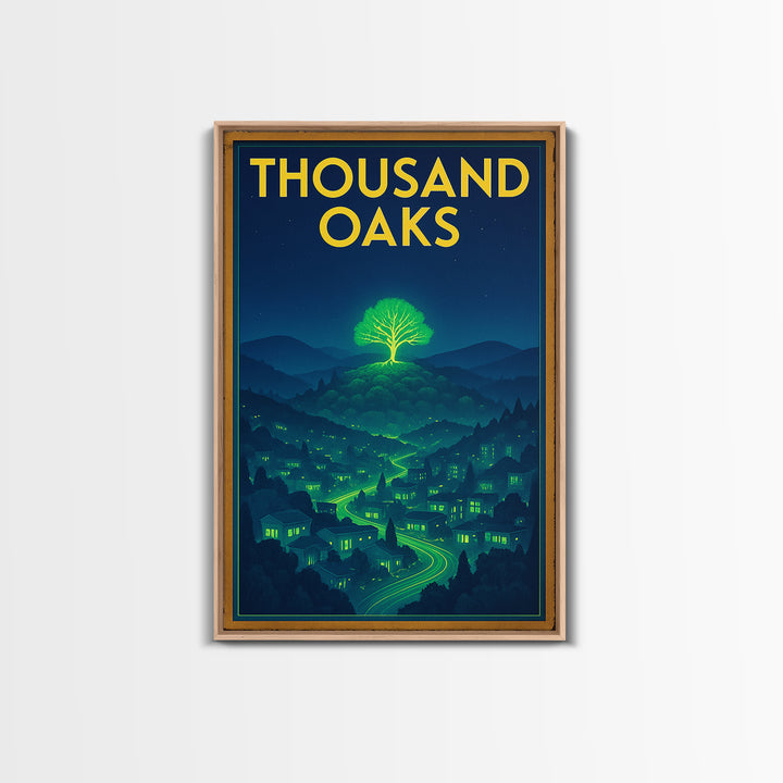 Thousand Oaks Travel Poster, Canvas Print, Electric Night Poster Art, Thousand Oaks Wall Art, Travel Poster Art, City Art Print