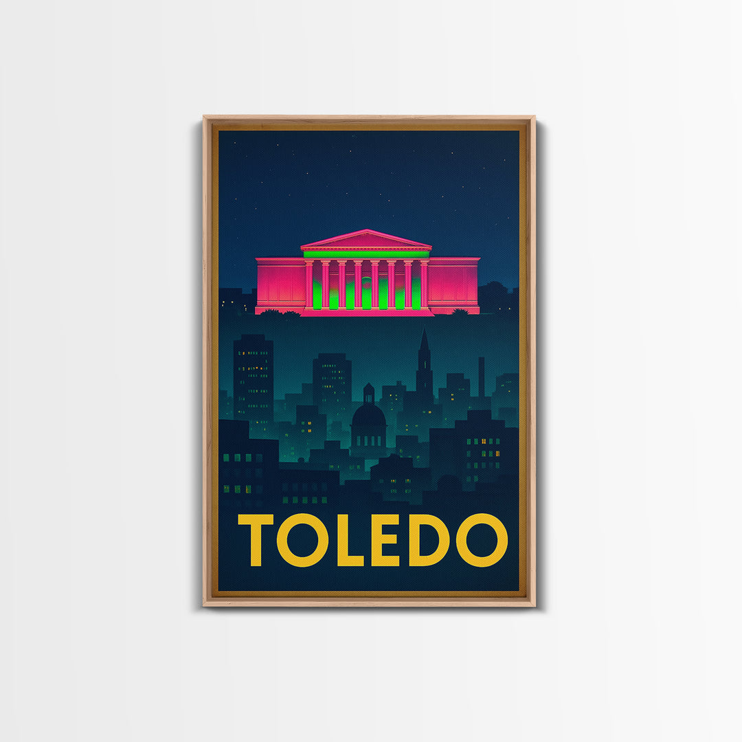 Toledo Ohio Travel Poster, Canvas Print, Cyberpunk Style City Art, Toledo Poster Print, Wanderlust Decor, Retro Travel Print, Wall Decor