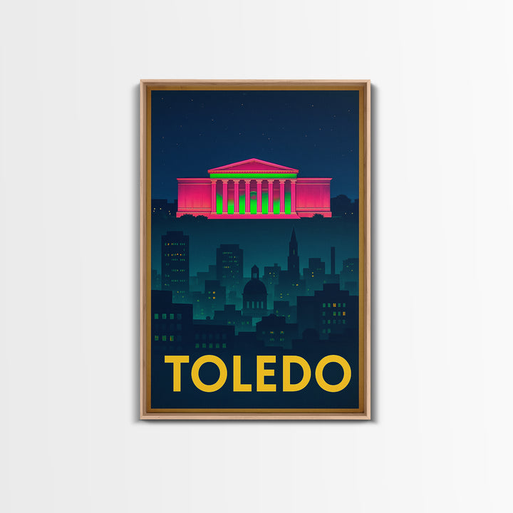 Toledo Ohio Travel Poster, Canvas Print, Cyberpunk Style City Art, Toledo Poster Print, Wanderlust Decor, Retro Travel Print, Wall Decor