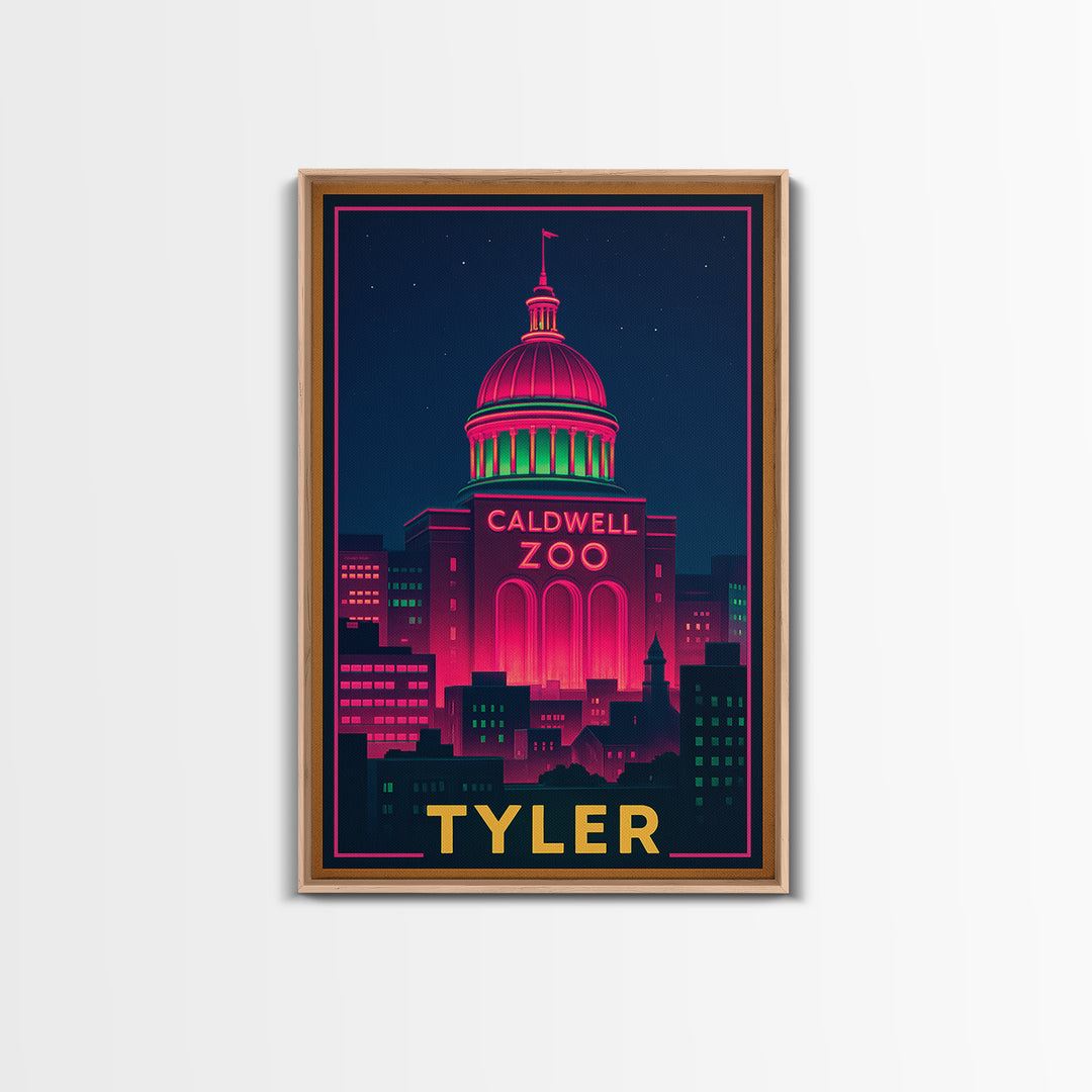 Tyler Texas Travel Poster, Canvas Print, Cyberpunk Style City Art, Tyler Art Print, Modern Wall Decor, Gift For Travelers, Travel Wall Art