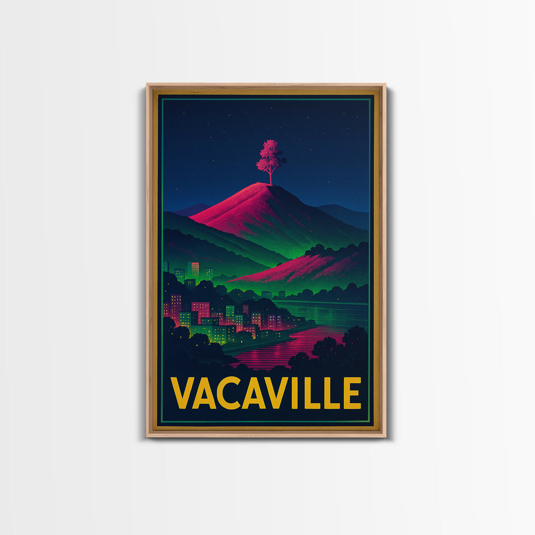 Vacaville California Travel Poster, Canvas Print, Cyberpunk Style City Art, Vacaville City Art, Travel Poster Art, Watercolor Skyline Art