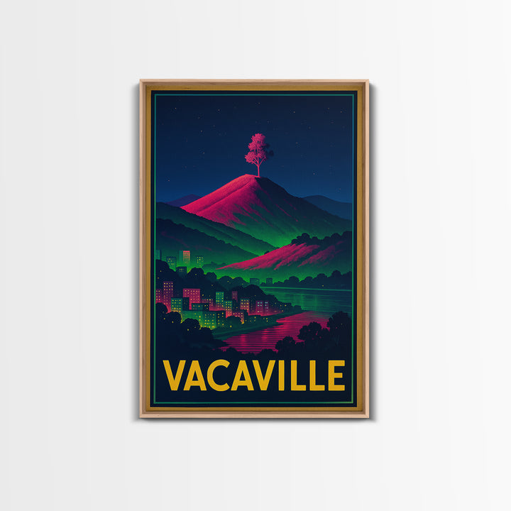 Vacaville California Travel Poster, Canvas Print, Cyberpunk Style City Art, Vacaville City Art, Travel Poster Art, Watercolor Skyline Art