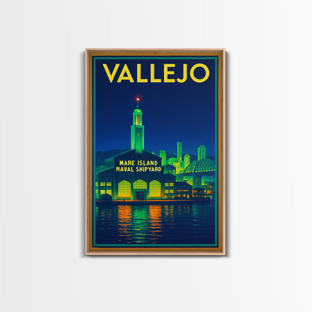 Vallejo Travel Poster, Canvas Print, Cyberpunk Style City Art, Vallejo City Art, Retro Travel Print, Gift For Travelers, Travel Wall Decor