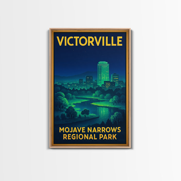 Victorville Travel Poster, Framed Canvas Print, Cyberpunk Style City Art, Victorville Wall Art, Eclectic Wall Decor, Wanderlust Decor