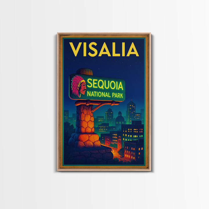Visalia Travel Poster, Canvas Print, Cyberpunk Style City Art, Visalia Wall Art, City Travel Prints, Home Office Decor, City Art Print