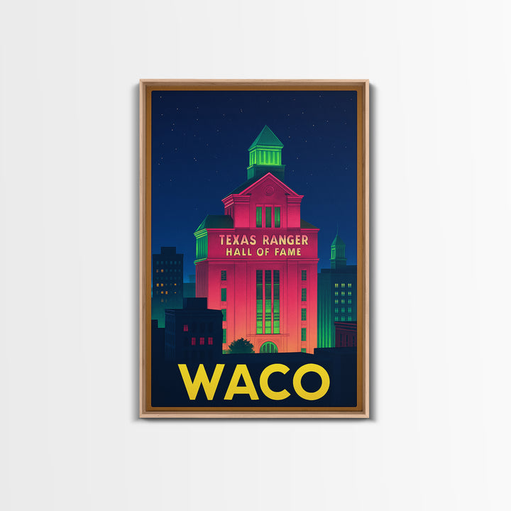 Waco Texas Travel Poster, Canvas Print, Cyberpunk Style City Art, Waco Travel Art, Travel Wall Art, City Art Print, Home Office Decor