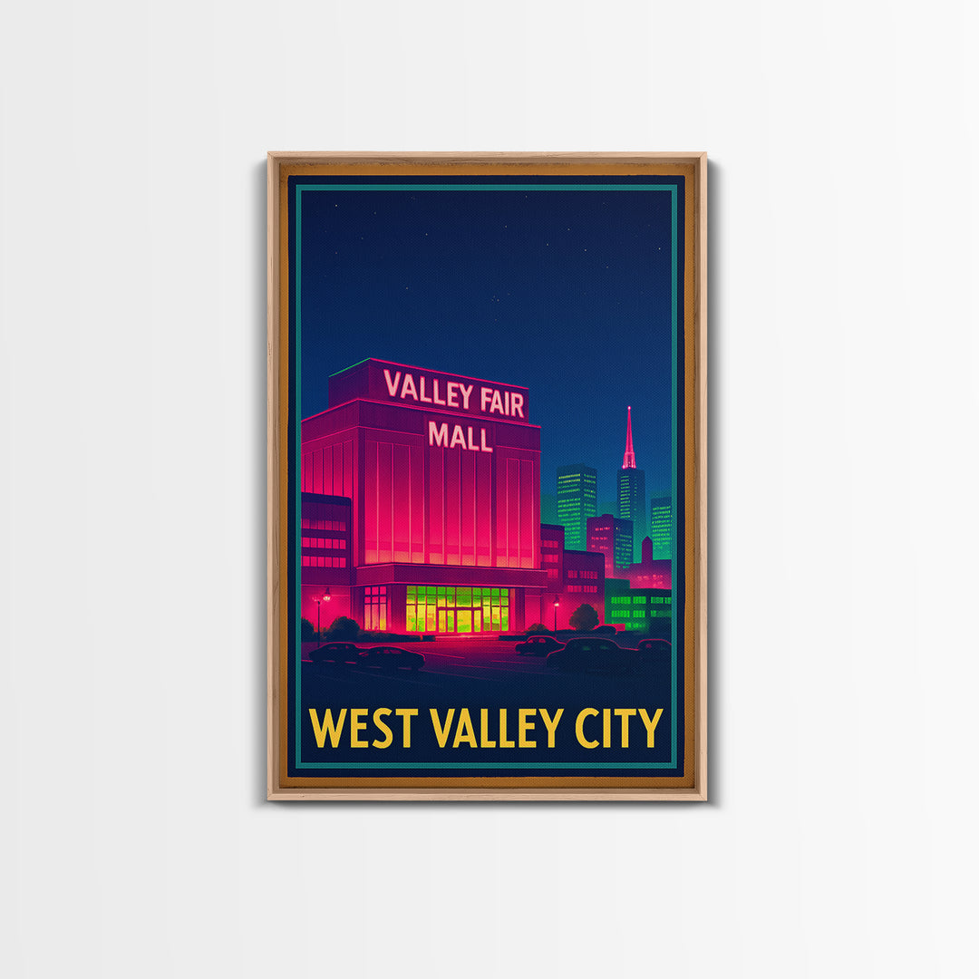 West Valley City Utah Travel Poster, Canvas Print, Cyberpunk Style City Art, West Valley City Poster Print, Poster Art, Travel Wall Art