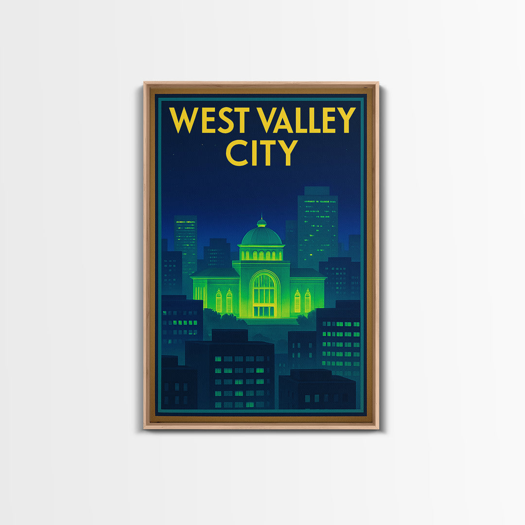 West Valley City Travel Poster, Canvas Print, Cyberpunk Style City Art, West Valley City City Art, Travel Poster Set, Eclectic Wall Decor