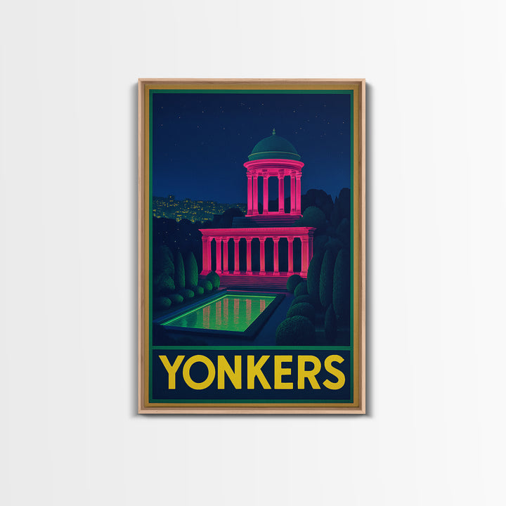 Yonkers New York Travel Poster, Canvas Print, Neon Skyline Art Wall Art, Yonkers City Art, Poster Art, Fine Art Print, Vintage Travel Art