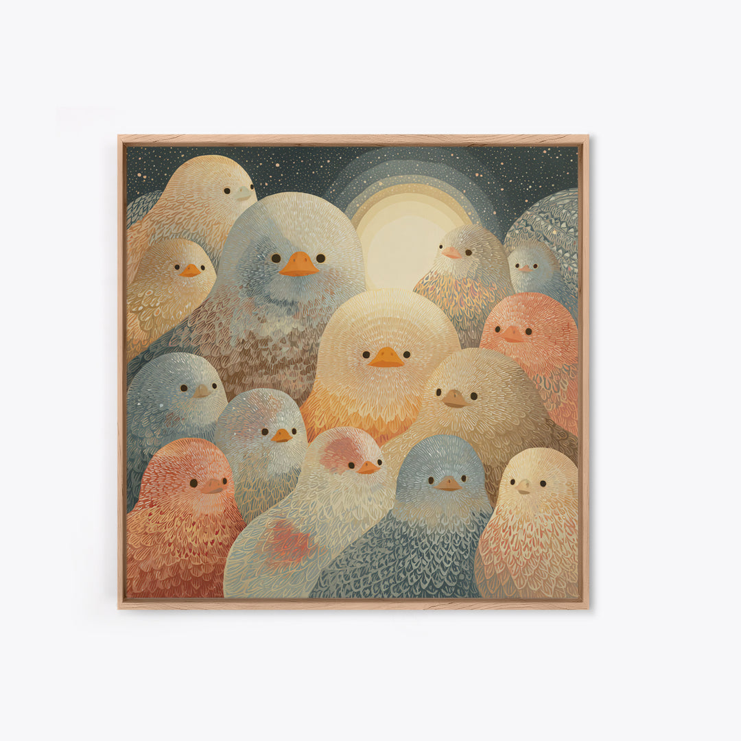 Ducklings Following a Mother Duck Canvas Print, Nursery Art, Playroom Wall Decor, Nursery Decor, Nursery, Modern Decor, NUR-1x1-14
