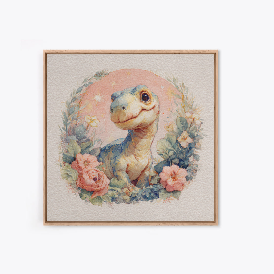 Tiny Dinosaur with Friendly Expression Canvas Print, Nursery Art, Nursery Prints, Nursery Decor, Oil Painting, Nursery, NUR-1x1-15