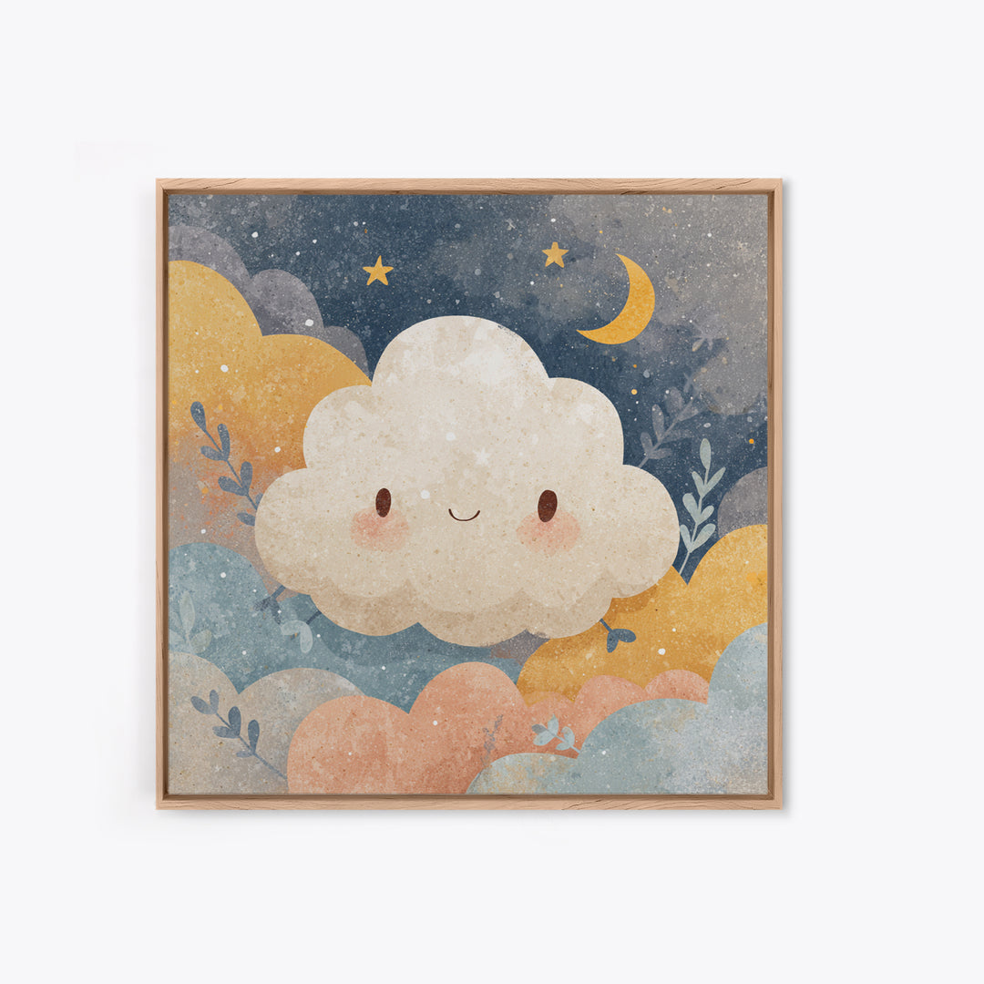 Moon and Stars Framed Canvas Print, Nursery Art, Girl Nursery Decor, Nursery Decor, Fine Art, Nursery, Kids Room Art, NUR-1x1-27