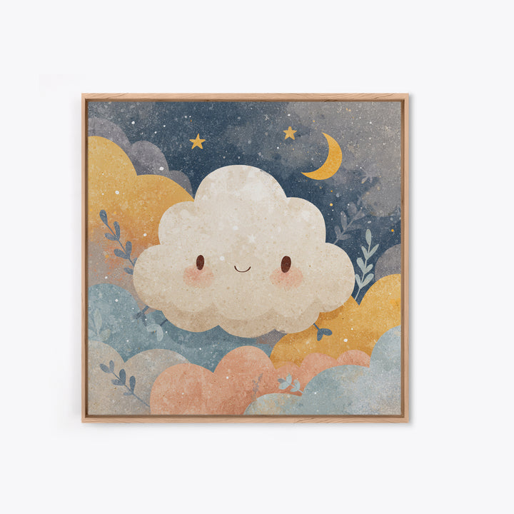 Moon and Stars Framed Canvas Print, Nursery Art, Girl Nursery Decor, Nursery Decor, Fine Art, Nursery, Kids Room Art, NUR-1x1-27