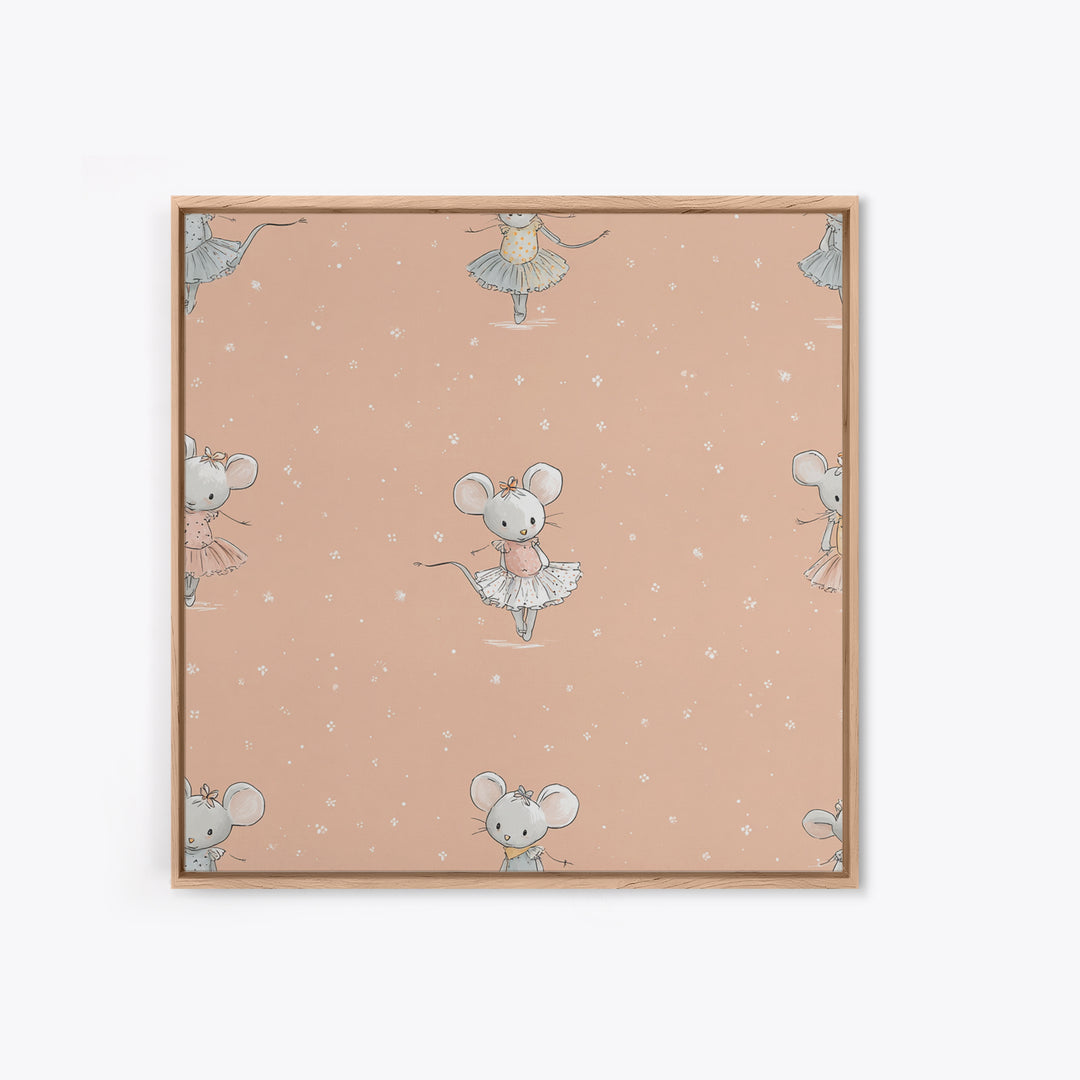 Ballet Mouse in Storybook Style Framed Canvas Print, Nursery Art, Nursery Wall Decor, Nursery Decor, Fine Art, Nursery, NUR-1x1-44