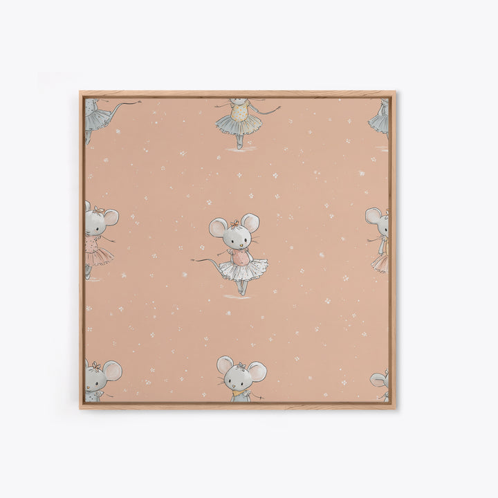 Ballet Mouse in Storybook Style Framed Canvas Print, Nursery Art, Nursery Wall Decor, Nursery Decor, Fine Art, Nursery, NUR-1x1-44