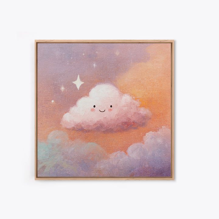 Moon and Stars Framed Canvas Print, Nursery Art, Dinosaur Wall Art, Nursery Decor, Oil Painting, Nursery, Room Decor, NUR-1x1-51