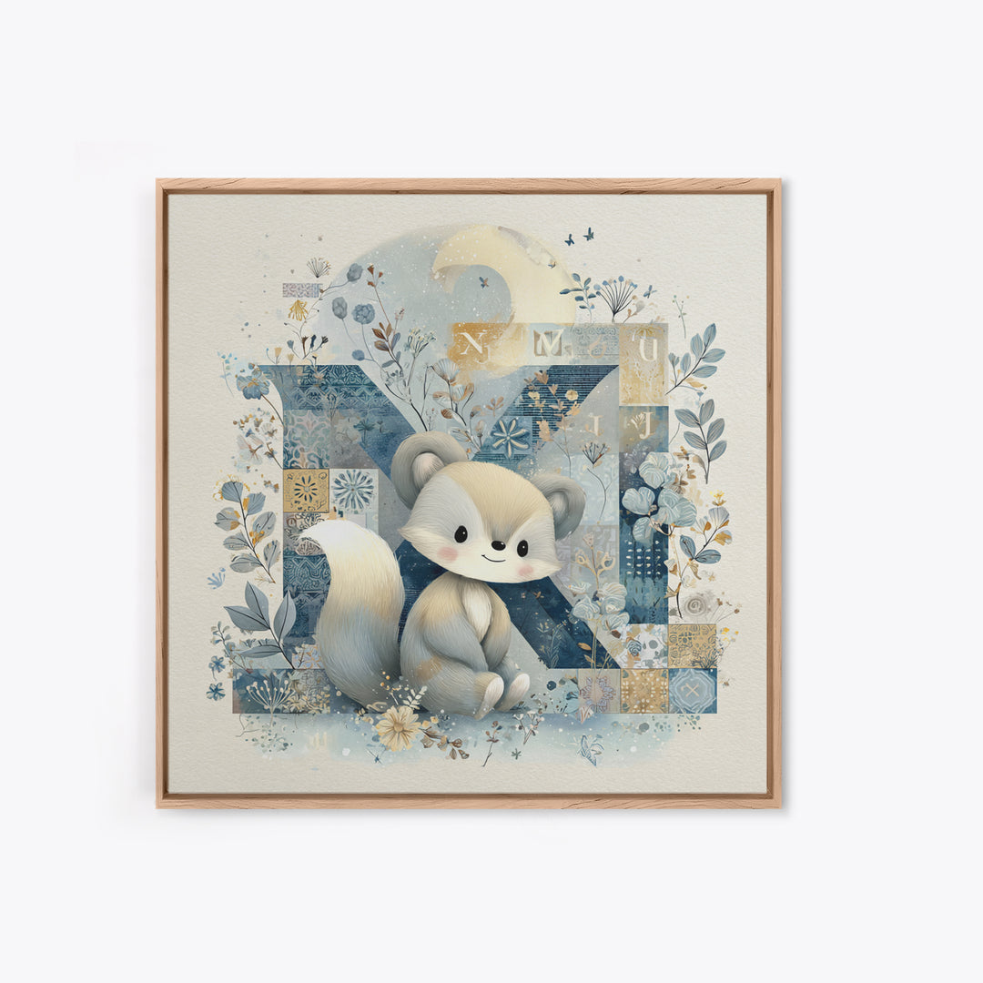 Animal Alphabet Scene Without Readable Letters Framed Canvas Print, Nursery Art, Fine Art Print, Nursery Decor, Nursery, NUR-1x1-83