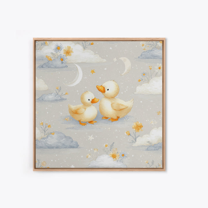 Ducklings Following a Mother Duck Canvas Print, Nursery Art, Neutral Decor, Nursery Decor, Fine Art, Nursery, Wall Decor, NUR-1x1-86