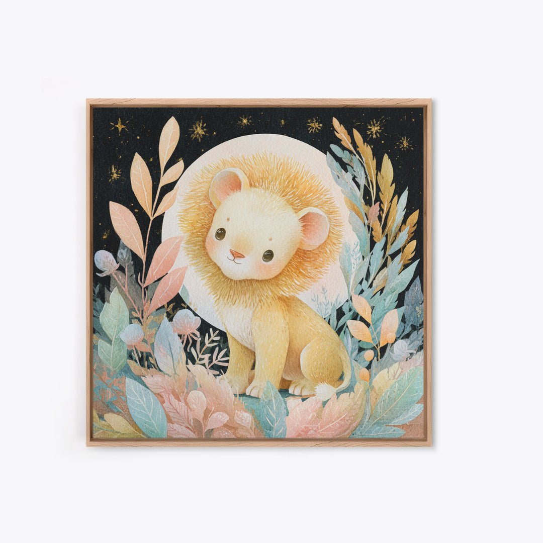 Lion Cub with Soft Golden Mane Canvas Print, Nursery Art, Woodland Nursery Art, Nursery Decor, Fine Art, Nursery, NUR-1x1-9