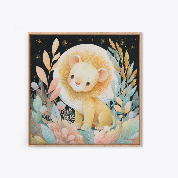 Lion Cub with Soft Golden Mane Canvas Print, Nursery Art, Woodland Nursery Art, Nursery Decor, Fine Art, Nursery, NUR-1x1-9