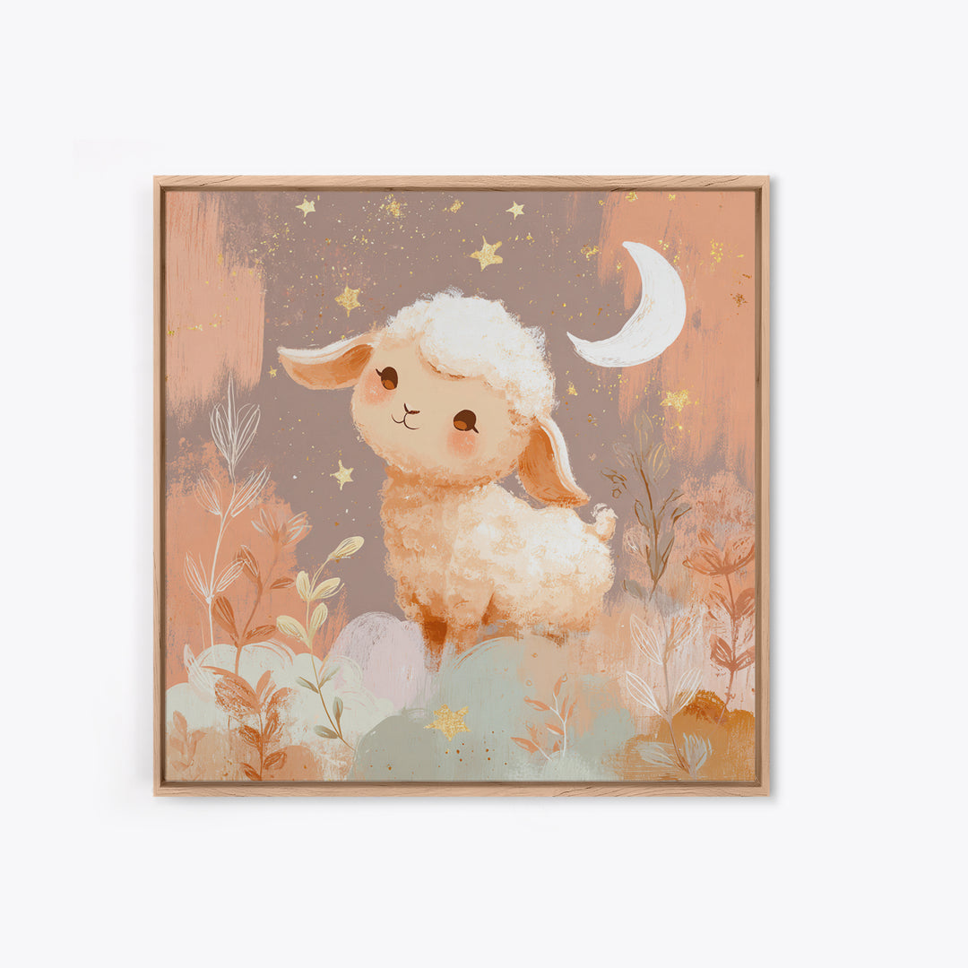 Little Lamb under a Starry Sky Canvas Print, Nursery Art, Boho Decor, Nursery Decor, Fine Art, Nursery, Wall Hangings, NUR-1x1-91