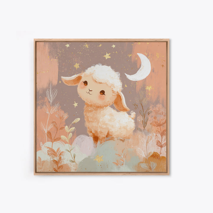 Little Lamb under a Starry Sky Canvas Print, Nursery Art, Boho Decor, Nursery Decor, Fine Art, Nursery, Wall Hangings, NUR-1x1-91