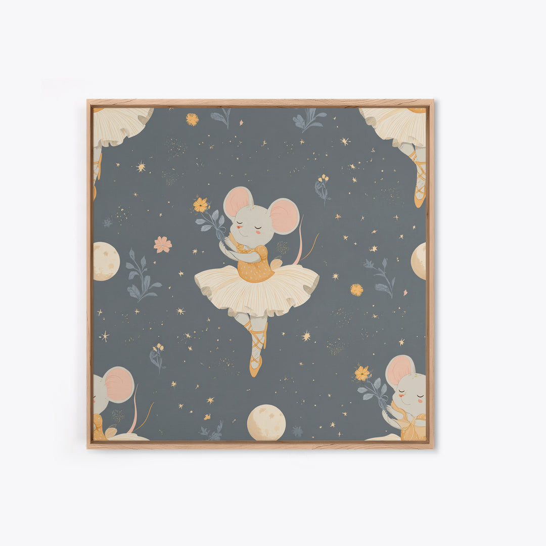 Ballet Mouse in Storybook Style Canvas Print, Nursery Art, Kids Room Art, Nursery Decor, Fine Art, Nursery, Textured Painting, NUR-1x1-92