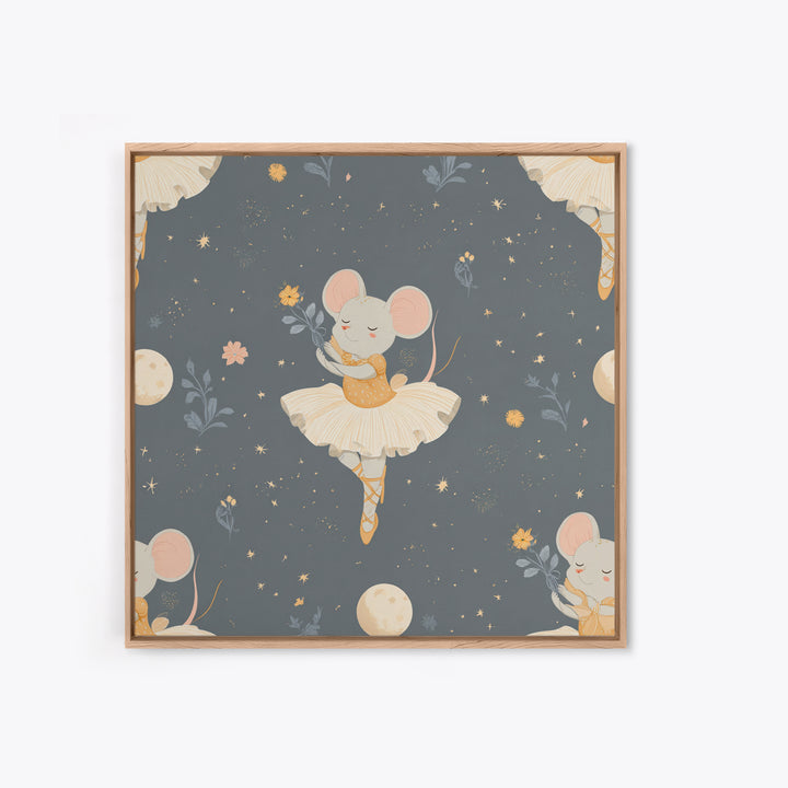 Ballet Mouse in Storybook Style Canvas Print, Nursery Art, Kids Room Art, Nursery Decor, Fine Art, Nursery, Textured Painting, NUR-1x1-92
