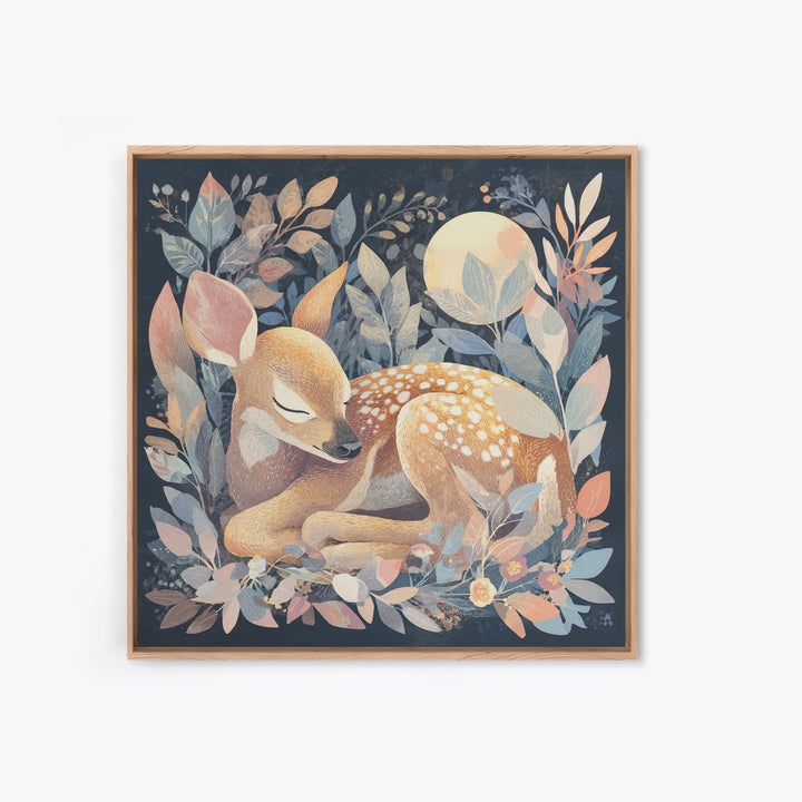 Deer Fawn Sleeping Canvas Print, Nursery Art, Gallery Decor, Nursery Decor, Fine Art, Nursery, Wall Art, Wall Decor, Art Print, NUR-1x1-95