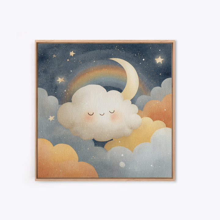 Moon and Stars Canvas Print, Nursery Art, Wall Art, Nursery Decor, Fine Art, Nursery, Nursery Prints, Playroom Decor, NUR-1x1-99