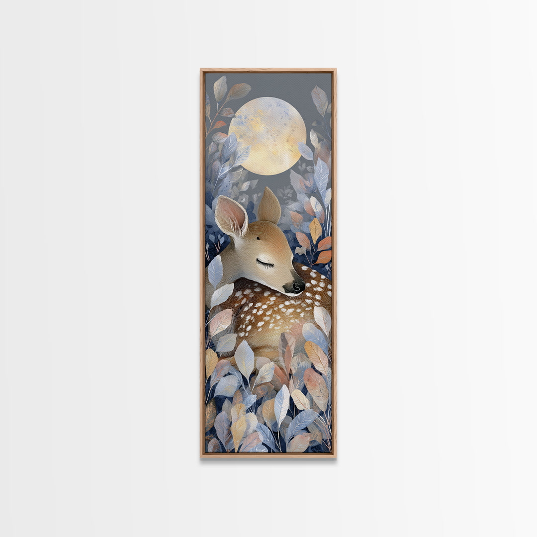 Deer Fawn Sleeping Canvas Print, Nursery Art, Nursery Prints, Nursery Decor, Nursery, Kids Wall Decor, Kids Room Wall Art, NUR-1x3-11