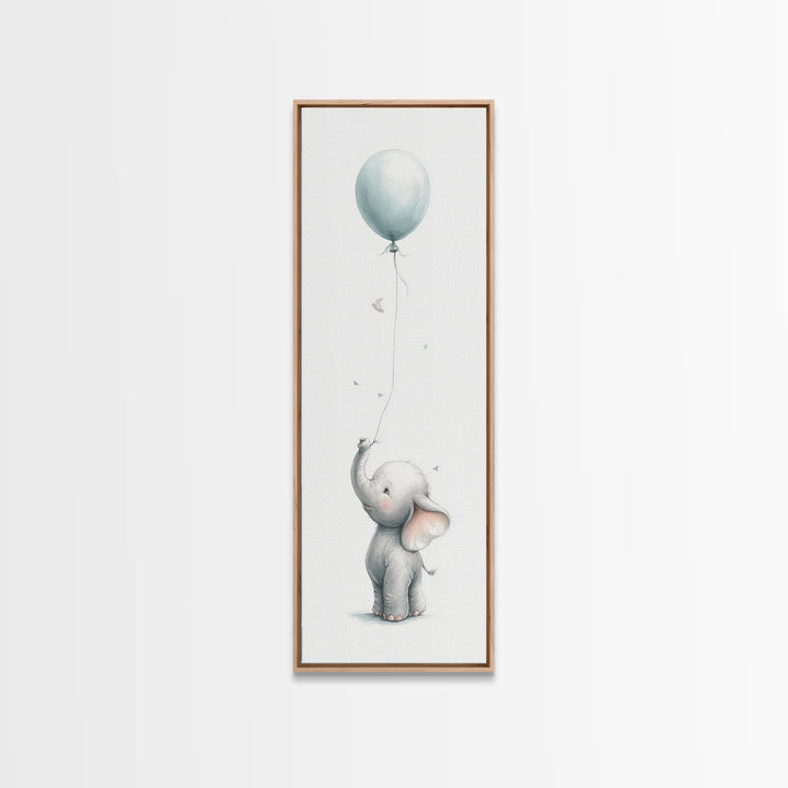 Sleepy Baby Elephant Holding a Tiny Balloon Canvas Print, Nursery Art, Fine Art Print, Nursery Decor, Fine Art, Nursery, NUR-1x3-13