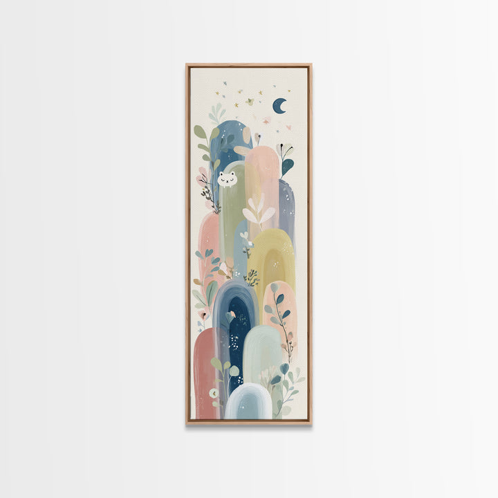 Rainbow Arch with Muted Nursery Colors Framed Canvas Print, Nursery Art, Art Print, Nursery Decor, Fine Art, Nursery, NUR-1x3-19