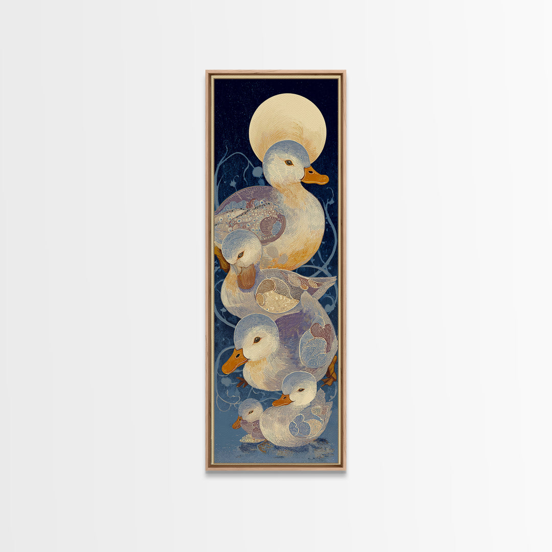 Ducklings Following a Mother Duck Canvas Print, Nursery Art, Playroom Wall Art, Nursery Decor, Nursery, Statement Artwork, NUR-1x3-2