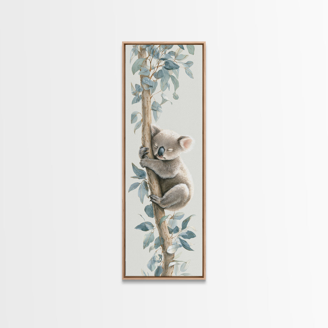 Sleeping Koala on Eucalyptus Branch Canvas Print, Nursery Art, Digital Art, Nursery Decor, Watercolor Art, Nursery, NUR-1x3-25