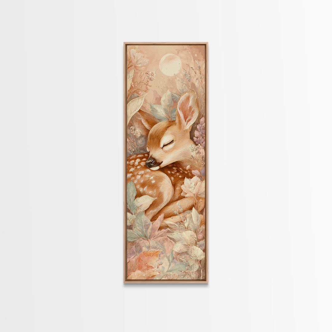 Deer Fawn Sleeping Canvas Print, Nursery Art, Wall Art, Nursery Decor, Fine Art, Nursery, Nursery Prints, Playroom Decor, NUR-1x3-35
