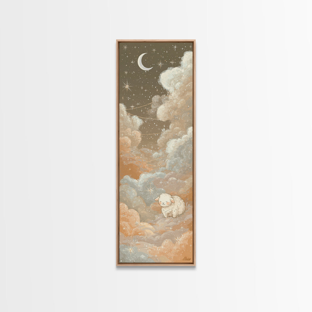 Little Lamb under a Starry Sky Canvas Print, Nursery Art, Contemporary Art, Nursery Decor, Fine Art, Nursery, Nursery Prints, NUR-1x3-7