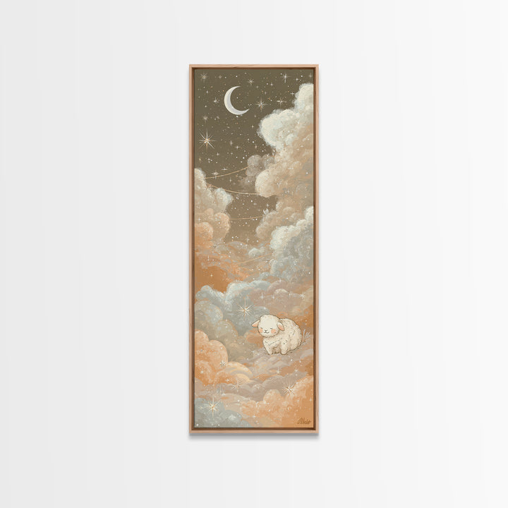 Little Lamb under a Starry Sky Canvas Print, Nursery Art, Contemporary Art, Nursery Decor, Fine Art, Nursery, Nursery Prints, NUR-1x3-7