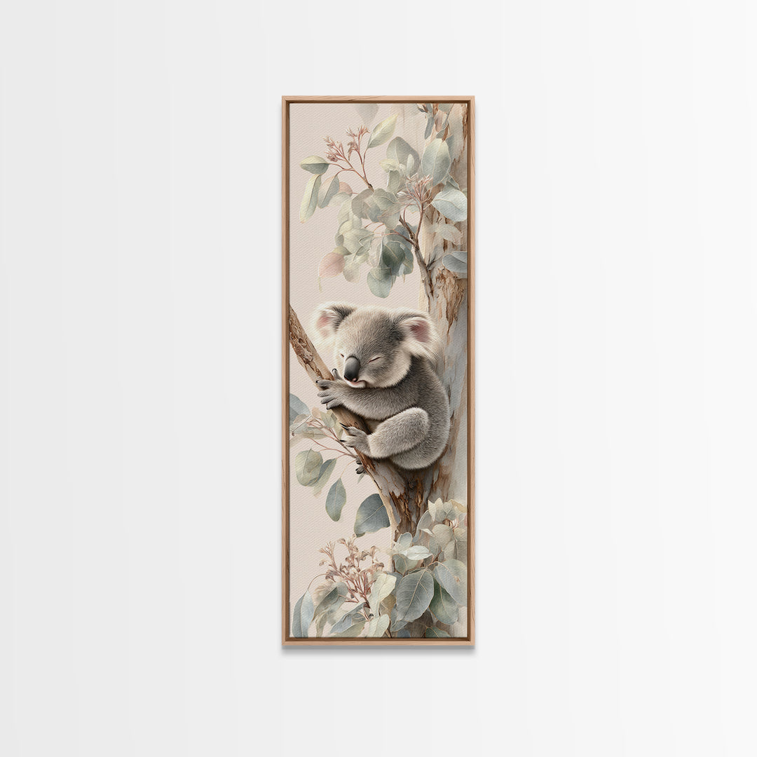 Sleeping Koala on Eucalyptus Branch Canvas Print, Nursery Art, Wall Hangings, Nursery Decor, Oil Painting, Nursery, NUR-1x3-73