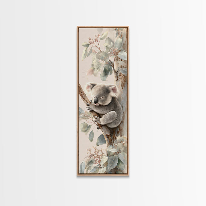 Sleeping Koala on Eucalyptus Branch Canvas Print, Nursery Art, Wall Hangings, Nursery Decor, Oil Painting, Nursery, NUR-1x3-73