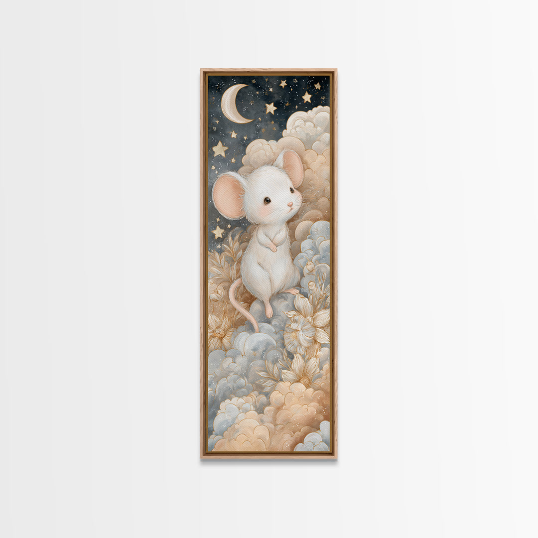 Ballet Mouse in Storybook Style Framed Canvas Print, Nursery Art, Fine Art Print, Nursery Decor, Fine Art, Nursery, Digital Art, NUR-1x3-8