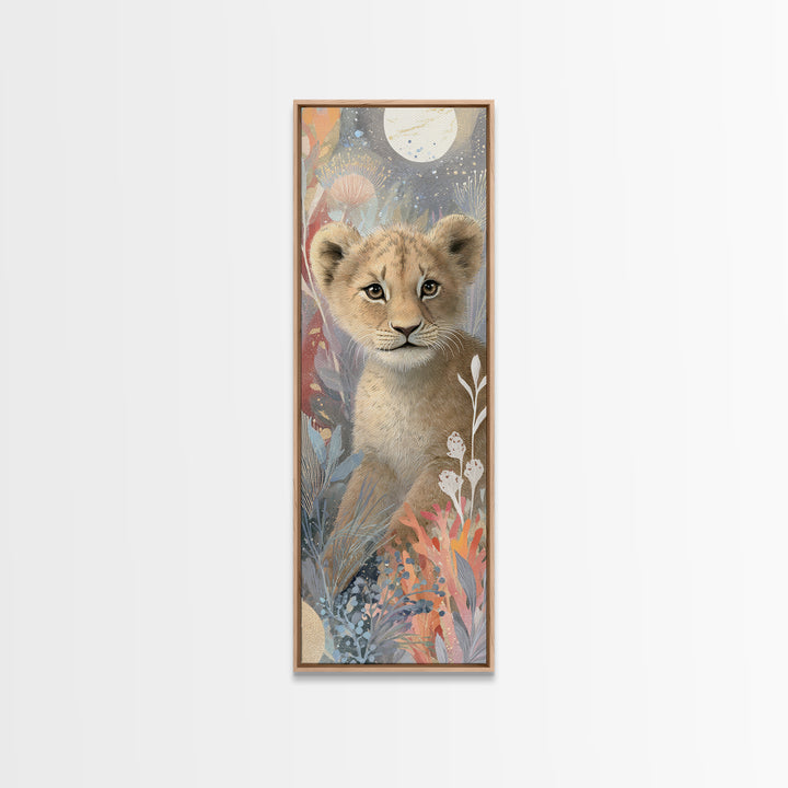 Lion Cub with Soft Golden Mane Canvas Print, Nursery Art, Minimalist Decor, Nursery Decor, Nursery, Nursery Wall Decor, NUR-1x3-93
