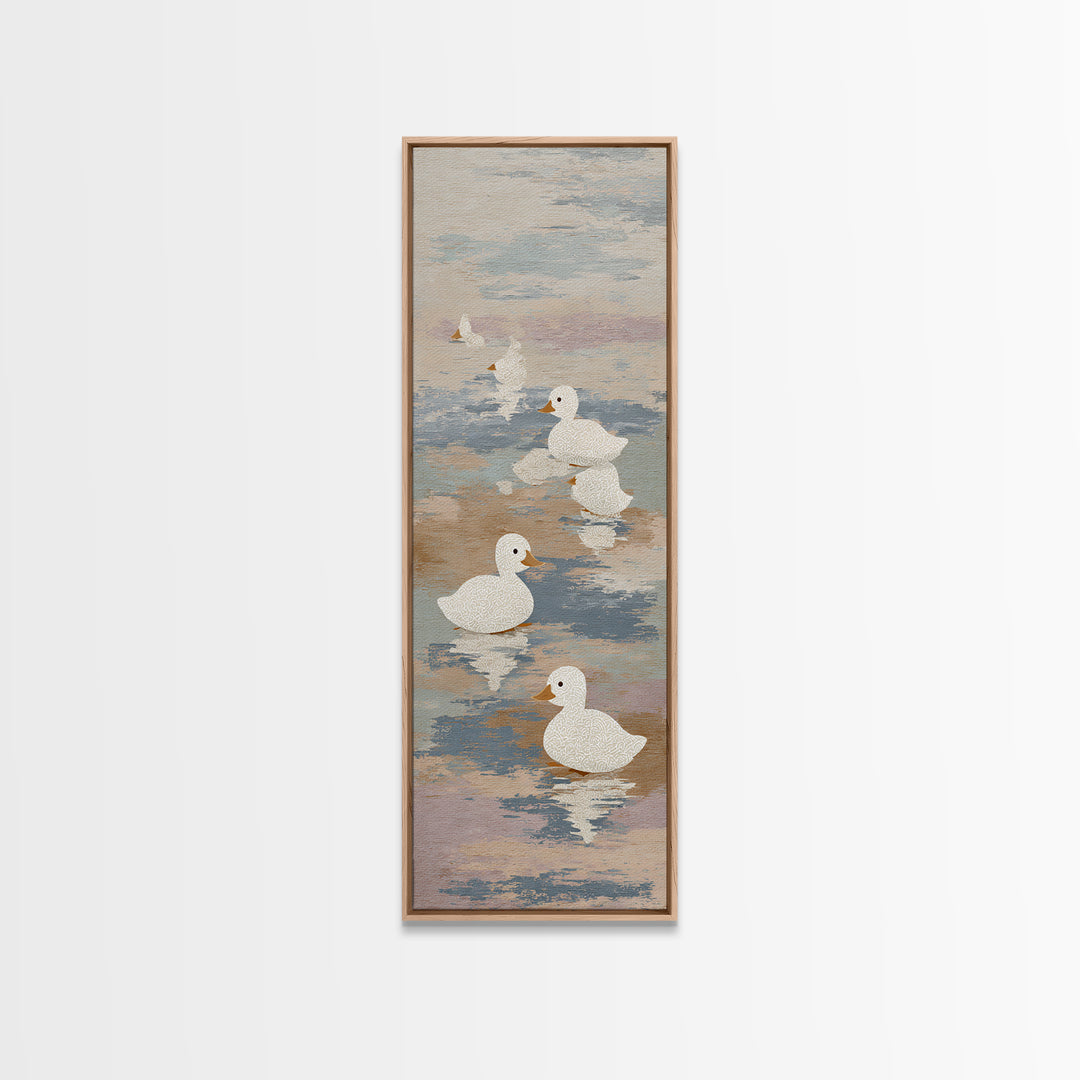 Ducklings Following a Mother Duck Canvas Print, Nursery Art, Fine Art Print, Nursery Decor, Fine Art, Nursery, Digital Art, NUR-1x3-98