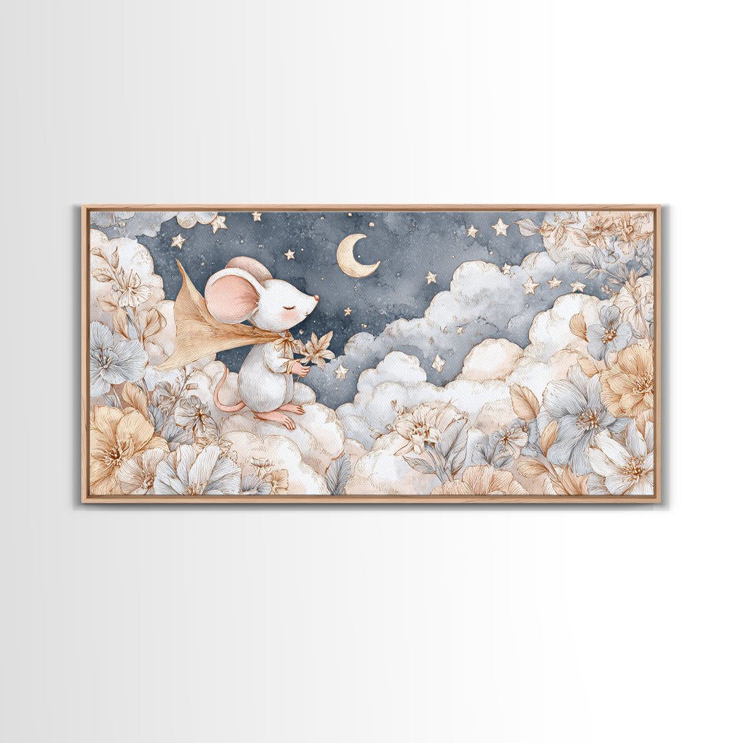 Ballet Mouse in Storybook Style Canvas Print, Nursery Art, Nursery Wall Art, Nursery Decor, Fine Art, Nursery, Woodland Nursery, NUR-2x1-64