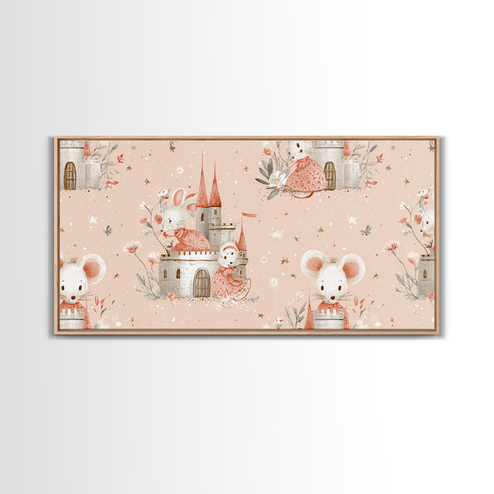 Ballet Mouse in Storybook Style Framed Canvas Print, Nursery Art, Nursery Prints, Nursery Decor, Nursery, Kids Wall Decor, NUR-2x1-88