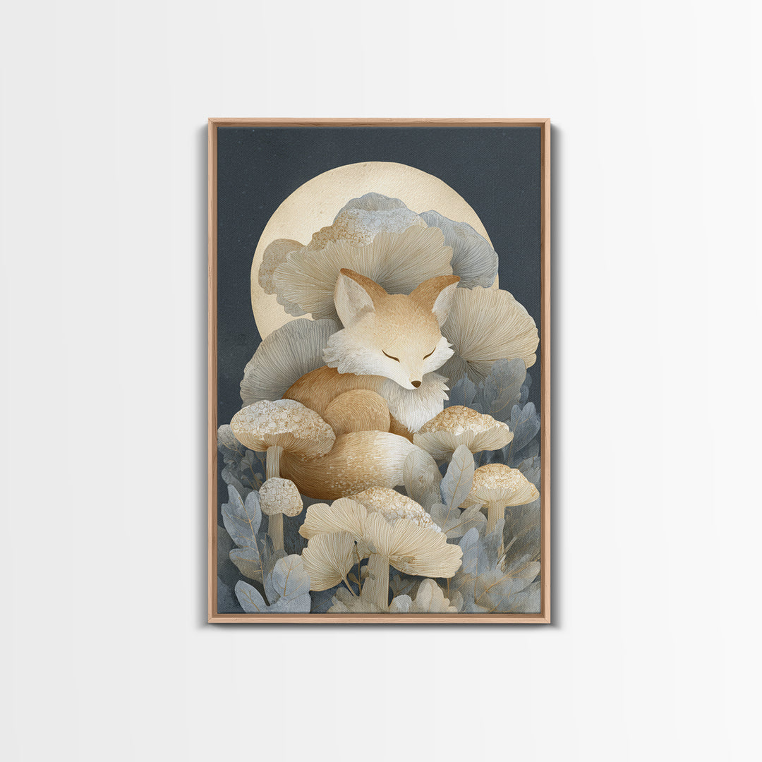 Woodland Fox Tucked Framed Canvas Print, Nursery Art, Minimalist Decor, Nursery Decor, Oil Painting, Nursery, NUR-2x3-12
